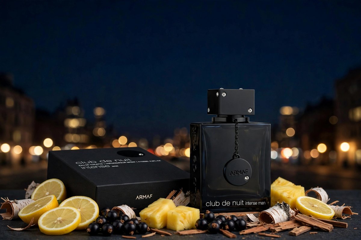 Base photo: Armaf Club de Nuit Intense Man in a simple night scene, before the premium treatment