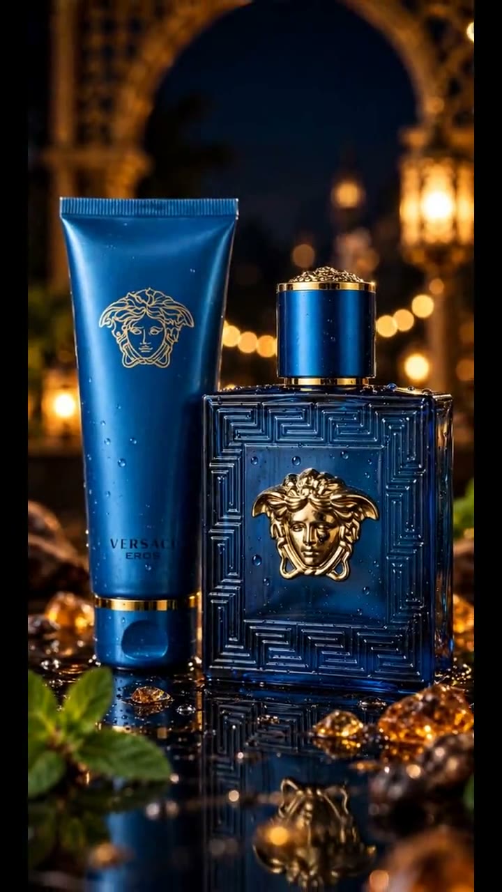 Frame from a Versace Eros product video made for social media
